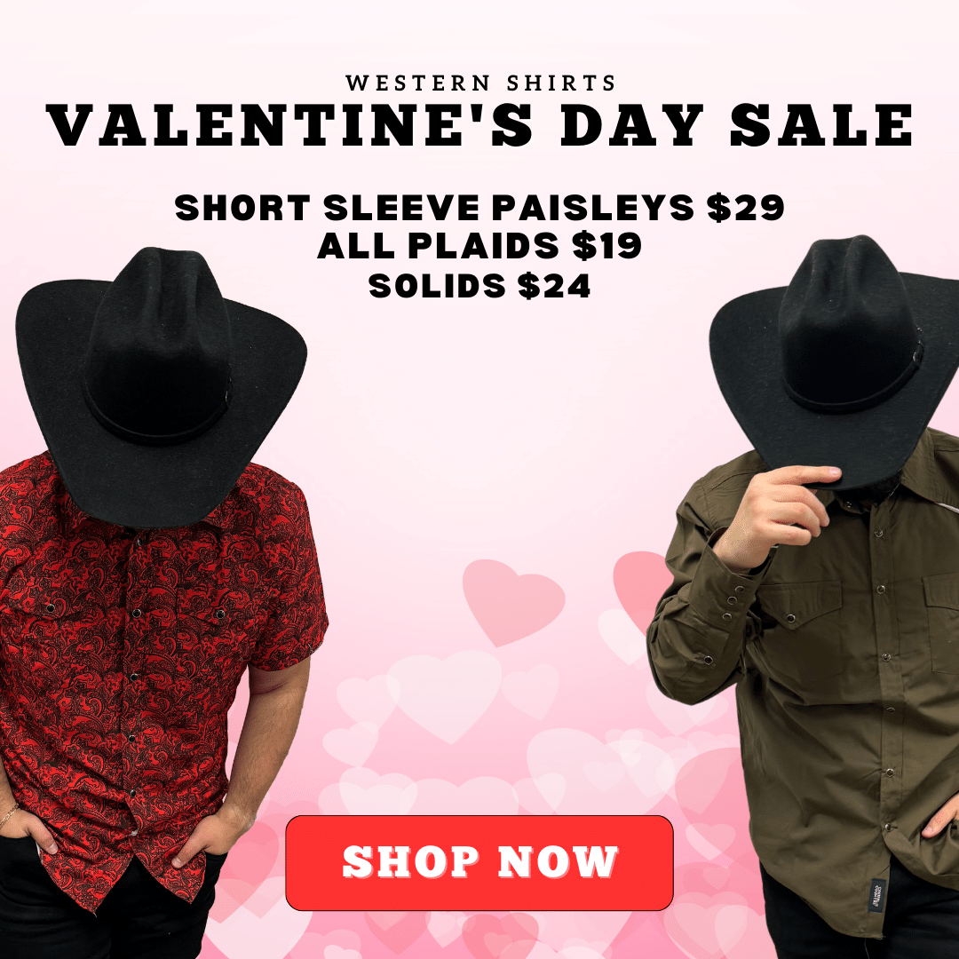 Valentine's day sale western SHIRTS all Plaids $19 solids $24 short sleeve paisleys $29